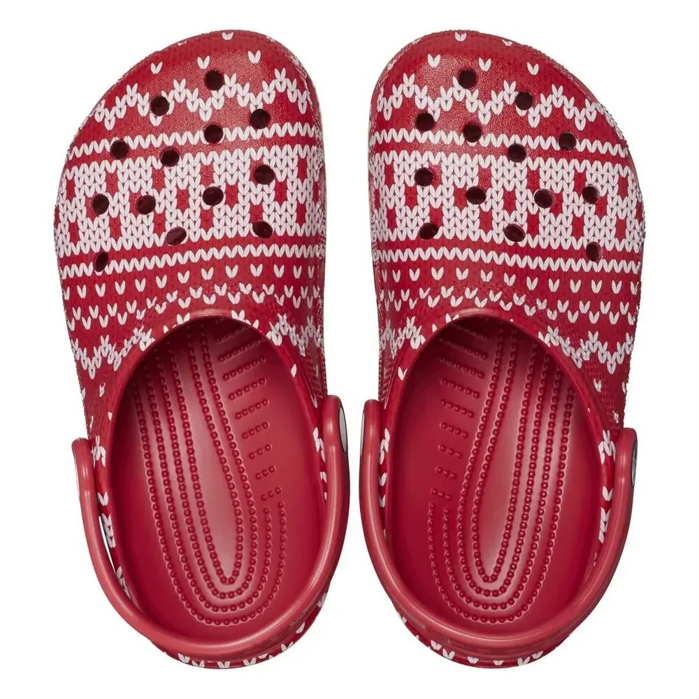 CROCS Red Christmas Sweater Clogs Toddler C7